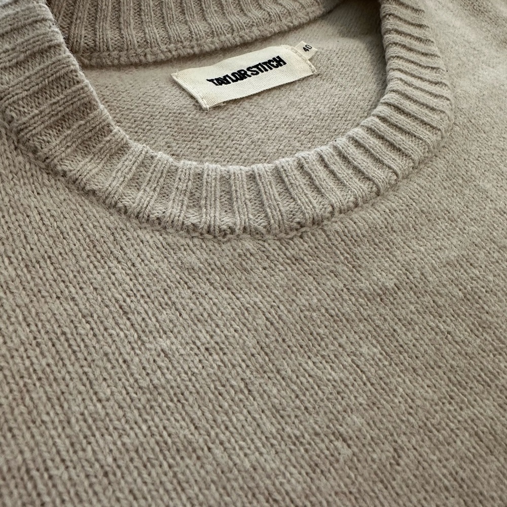 Taylor Stitch Beige Crewneck Baby Yak Sweater